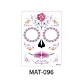 Day of the Dead floral sugar skull face tattoo sticker for Halloween cosplay MAT-096 - Purple Peony Skull (MAT-096) / Single Sheet