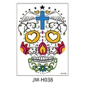 Day of the Dead sugar skull temporary face tattoo sticker with cross and heart design JM-H038 - Cross Skull Pattern (JM-H038) / 210x150mm