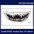 Adesivo tatuaggio bocca di mostro per trucco Halloween, formato 70x130mm - Grande Bocca con Zanne (YF10) / 70*130mm Foglio Singolo