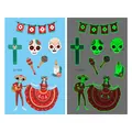 Tatouages temporaires lumineux Jour des Morts avec motifs de têtes de mort pour enfants - Style d'Instrument Lumineux Jour des Morts (En-008)