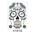 Halloween Day of the Dead colorful sugar skull waterproof temporary face tattoo sticker - Purple Lace Skull (SY-B126) / 210x150mm