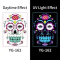 Halloween Day of the Dead UV fluorescent skull temporary tattoo sticker, model YG-162 - Skull Pattern (YG-162) / 210*150MM