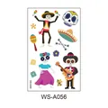 Cartoon Day of the Dead temporary tattoo stickers with Mexican skulls for kids party - Cartoon Skull Style (WS-A056) / 120*76mm