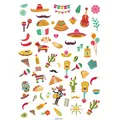 Tatuaggi temporanei festa messicana per bambini con disegni di cactus e chitarra - Stile 3 Giorno dei Morti Messicano (SC03) / 14.8*21cm