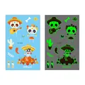 Lichtgevende Dag van de Doden skelet tijdelijke tatoeage stickers voor feest decoratie - Cartoon Skelet en Cactus Stijl (En-003)