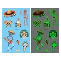 Tatouages temporaires lumineux Jour des Morts pour enfants avec crânes et guitares - Style de Piment Lumineux Jour des Morts (En-005)