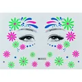 Tatouages temporaires floraux fluorescents Jour des Morts pour visage d'enfant - Motif Floral Fluorescent (MK8005)