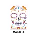 Day of the Dead face tattoo sticker with colorful sugar skull floral design MAT-098 - Sunflower Butterfly Skull (MAT-098) / Single Sheet