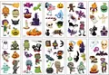 Halloween cartoon temporary tattoo stickers for kids featuring pumpkin ghosts and monsters - Halloween-1 / 10 Sheets Set