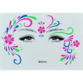 Autocollant de tatouage de visage floral fluorescent Jour des Morts, modèle MK8006 - Motif de Volutes Fluorescent (MK8006)