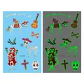 Tatouages temporaires lumineux du Jour des Morts mexicain pour enfants avec crânes - Style d'Animal Lumineux Jour des Morts (En-006)