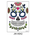 Waterproof Halloween Day of the Dead face tattoo sticker with colorful floral sugar skull design - Colorful Heart Skull (JM-H042) / 210x150mm