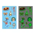 Tatuaggi temporanei del Giorno dei Morti con disegni di scheletri luminosi per feste - Stile Sombrero e Chitarra a Teschio (En-005)