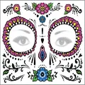 Day of the Dead sugar skull face tattoo sticker for Halloween masquerade makeup - Pattern 18 / 17.2x13.2
