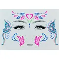 Autocollant de tatuage de visage fluorescent avec des papillons colorés et des cœurs - Motif de Papillon Fluorescent (MK8007)