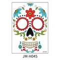 Colorful Day of the Dead sugar skull temporary face tattoo sticker for Halloween JM-H045 - Mexican Skull Makeup (JM-H045) / 210x150mm