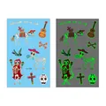 Adesivi per tatuaggi temporanei luminosi Dia de los Muertos per feste. - Stile Cavallo Scheletro e Strumenti (En-006)