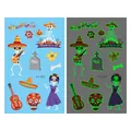 Tatouages temporaires imperméables Dia de los Muertos luminescents avec motifs de squelette - Style de Tombe Lumineuse Jour des Morts (En-009)