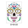 Colorful Day of the Dead face tattoo sticker for Halloween party SY-B125 - 210*150MM / Blue Diamond Sugar Skull Style (SY-B125)