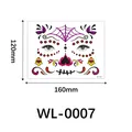 Waterproof Halloween Day of the Dead skeleton face tattoo sticker, 160x120mm size - WL-0007 Style / 120x160mm