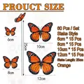 Détails complets de taille pour 60 tuteurs papillon monarque 3D orange avec tiges de 25cm - Style de Piquet / Lot de 60 / Orange
