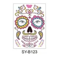 Day of the Dead temporary face tattoo with colorful sugar skull patterns - 210*150MM / Pink Yellow Mustache Skull Style (SY-B123)