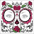 Day of the Dead rose face tattoo sticker for Halloween costume and party makeup - Pattern 20 / 17.2x13.2