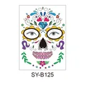 Halloween Day of the Dead colorful skull temporary face tattoo sticker for party makeup - Blue Diamond Skull (SY-B125) / 210x150mm