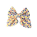 Close-up detail of a colorful polka dot bow hair clip for children Halloween party - Gray Polka Dot Style (TDNL055-5)