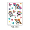 Day of the Dead temporary tattoo stickers with colorful sugar skulls, model WS-A055. - Mexican Day of the Dead Style (WS-A055)