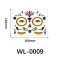 Colorful Day of the Dead skull face tattoo sticker WL-0009 for Halloween party makeup - WL-0009 Style / 120x160mm