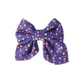 Detailed close-up of a purple Halloween bow hair clip featuring a vibrant colorful dot pattern - Purple Polka Dot Style (TDNL055-6)