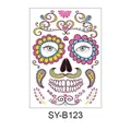 Halloween Day of the Dead Sugar Skull temporary face tattoo sticker makeup design SY-B123 - Classic Floral Skull (SY-B123) / 210x150mm