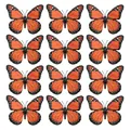 Lot de 12 autocollants muraux papillons monarques orange réalistes pour décoration DIY - 10cm Grande Fleur Orange / Lot de 12