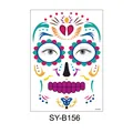 Waterproof Halloween Day of the Dead temporary face tattoo sticker sugar skull SY-B156 - Symmetric Floral Skull (SY-B156) / 210x150mm
