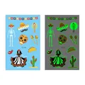 Tatuaggi temporanei luminosi Giorno dei Morti con teschi colorati e disegni sombrero - Stile Teschio e Taco al Peperoncino (En-011)