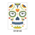 Day of the Dead face tattoo sticker with skull and heart design model SY-B148 - Colorful Skull Card (SY-B148) / 210x150mm