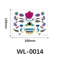 Waterproof Day of the Dead sugar skull face tattoo stickers for Halloween, 160x120mm sheet - WL-0014 Style / 120x160mm