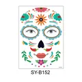 Day of the Dead temporary face tattoo sticker with colorful floral and skull motifs - Chili Decor Skull (SY-B152) / 210x150mm