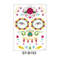 Day of the Dead waterproof temporary face tattoo with colorful floral sugar skull design - Rose Vine Skull (SY-B153) / 210x150mm