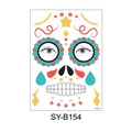 Sugar skull temporary face tattoo stickers for Day of the Dead and Halloween makeup - 210*150MM / Yellow Star Teardrop Skull Style (SY-B154)