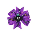 Purple Halloween bow hair clip with cute spider witch decoration for pets and kids - Purple Mr. Spider Style