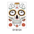 Halloween Day of the Dead temporary face tattoo sticker, sugar skull design SY-B124 - Sunflower Eye Skull (SY-B124) / 210x150mm