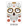 Waterproof Day of the Dead face tattoo sticker for Halloween costume - 210*150MM / Sunflower Vine Skull Style (SY-B124)