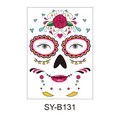 Halloween Day of the Dead temporary face tattoo sticker with colorful sugar skull design - Colorful Transfer Skull (SY-B131) / 210x150mm