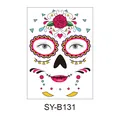 Day of the Dead temporary sugar skull face tattoo sticker for Halloween SY-B131 - 210*150MM / Red Rose Suture Skull Style (SY-B131)
