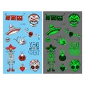 Tatouages temporaires lumineux Jour des Morts avec motifs de crânes mexicains pour enfants - Style de Bannière V2 Lumineuse Jour des Morts (En-021)