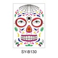 Day of the Dead sugar skull temporary face tattoo sticker for Halloween costume - Spider Web Skull Pattern (SY-B130) / 210x150mm