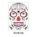 Waterproof Day of the Dead sugar skull temporary face tattoo stickers for Halloween - 210*150MM / Colorful Spiderweb Skull Style (SY-B130)