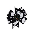 Halloween hair bow clip with white ghost pattern and black castle for kids party - Black Ghost Castle Style